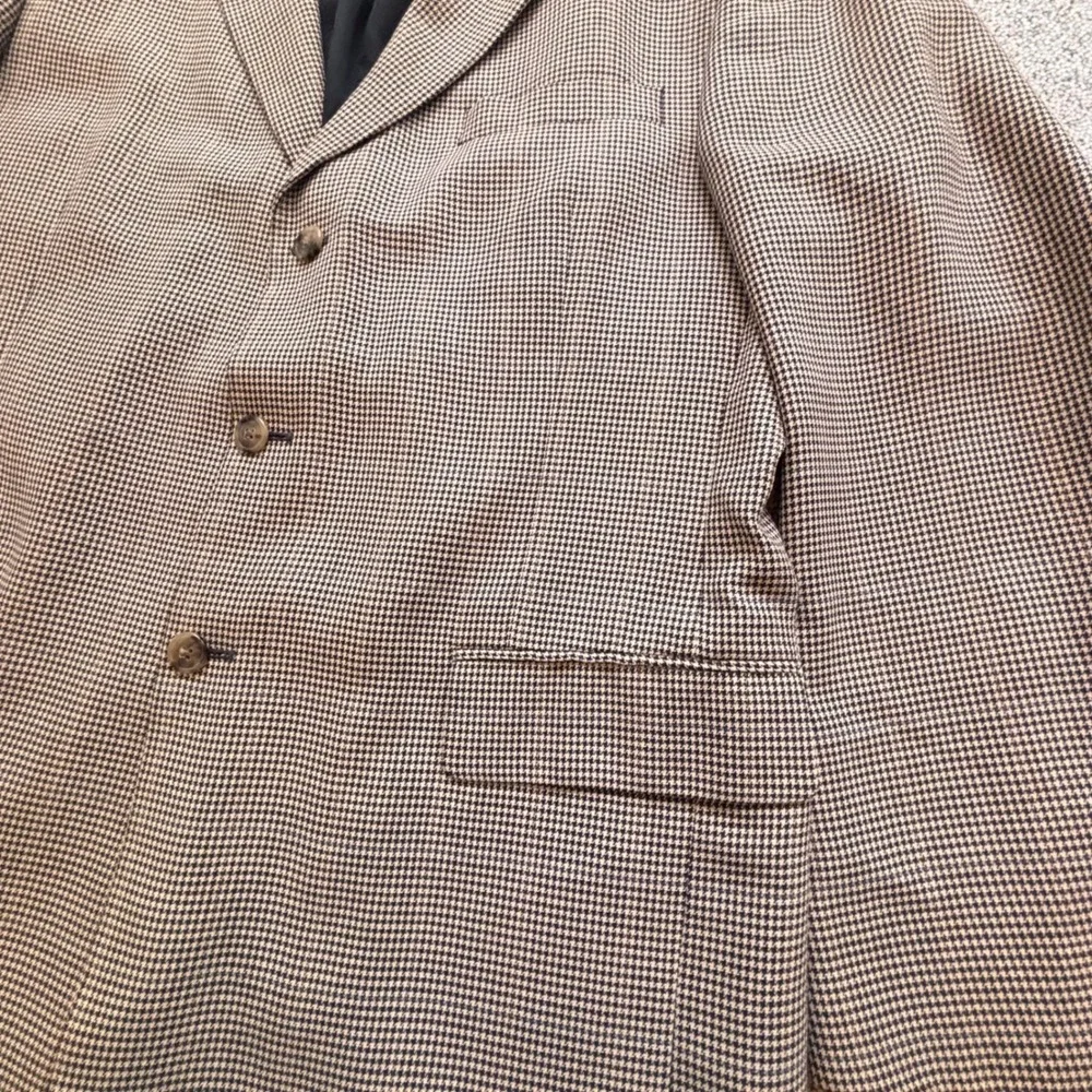 JOS. A. BANK Houndstooth Blazer 44L Brown Silk Wool Sport Jacket Preppy Classic
